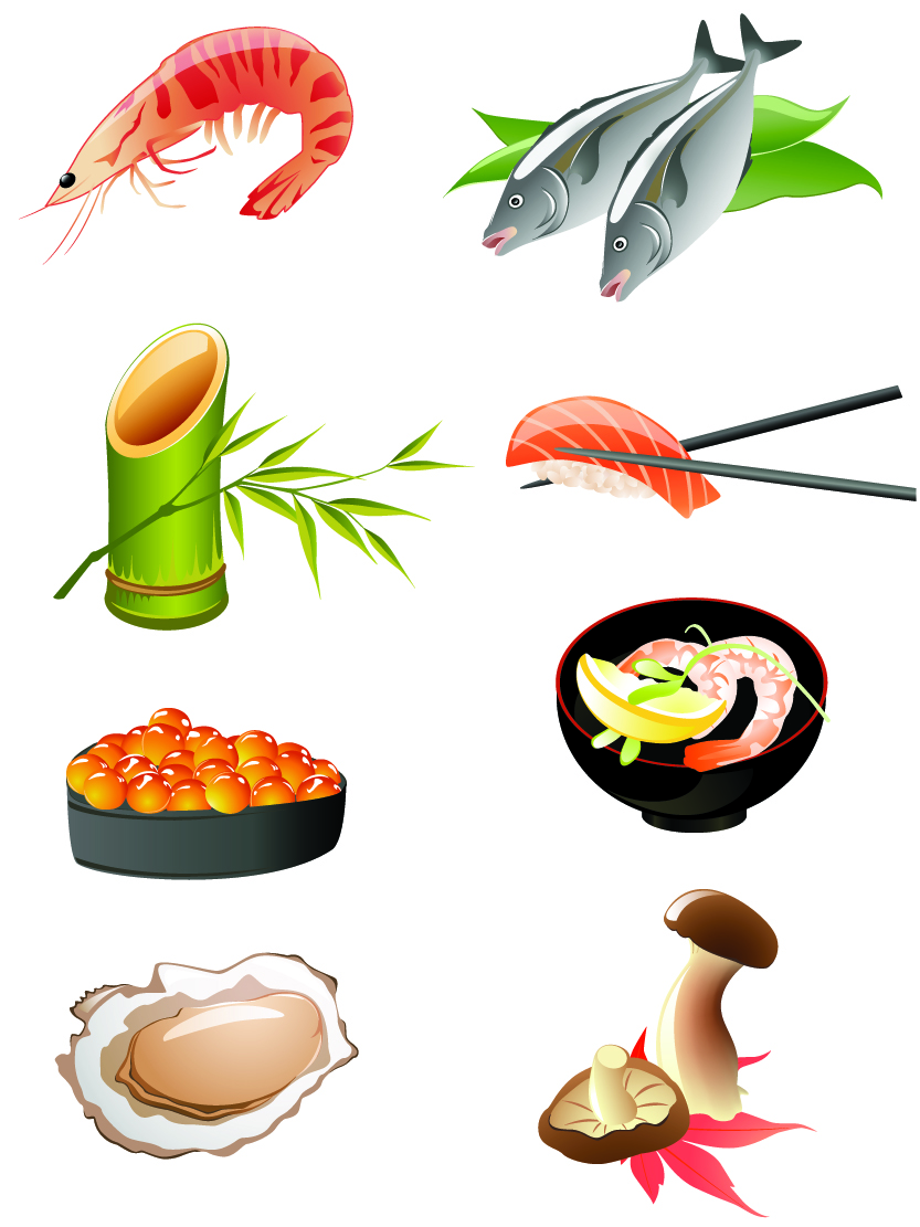 free vector Japanese seafood cuisine vector